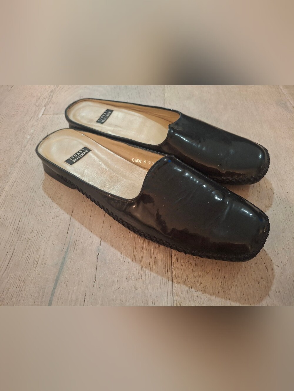 Stuart Weitzman Black Patent Leather Slip-On Loafers - Men